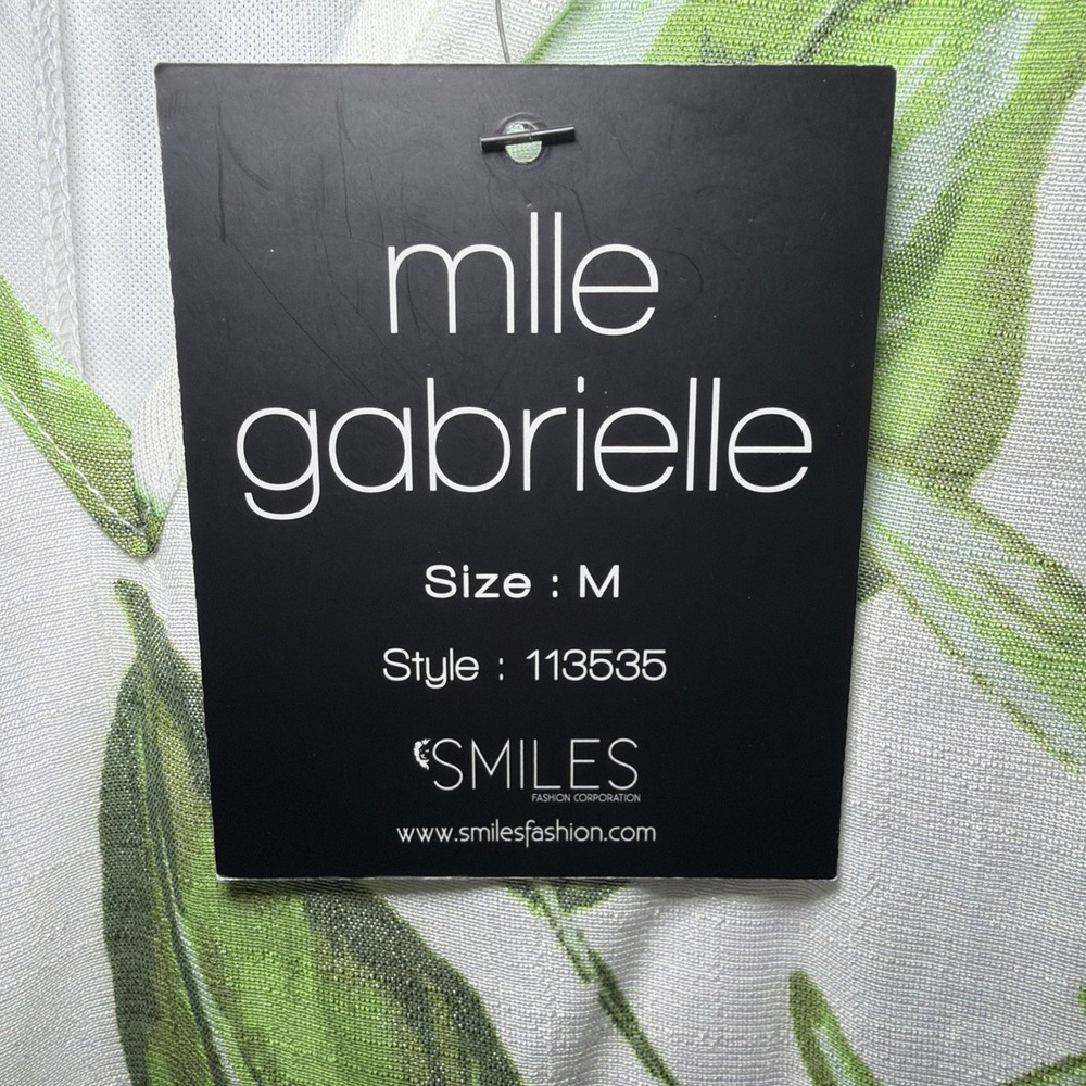 MLLE Gabrielle Women's Green Palm Tree Leaf Summer Maxi Vaca Dress Size M NWT - Picture 7 of 10